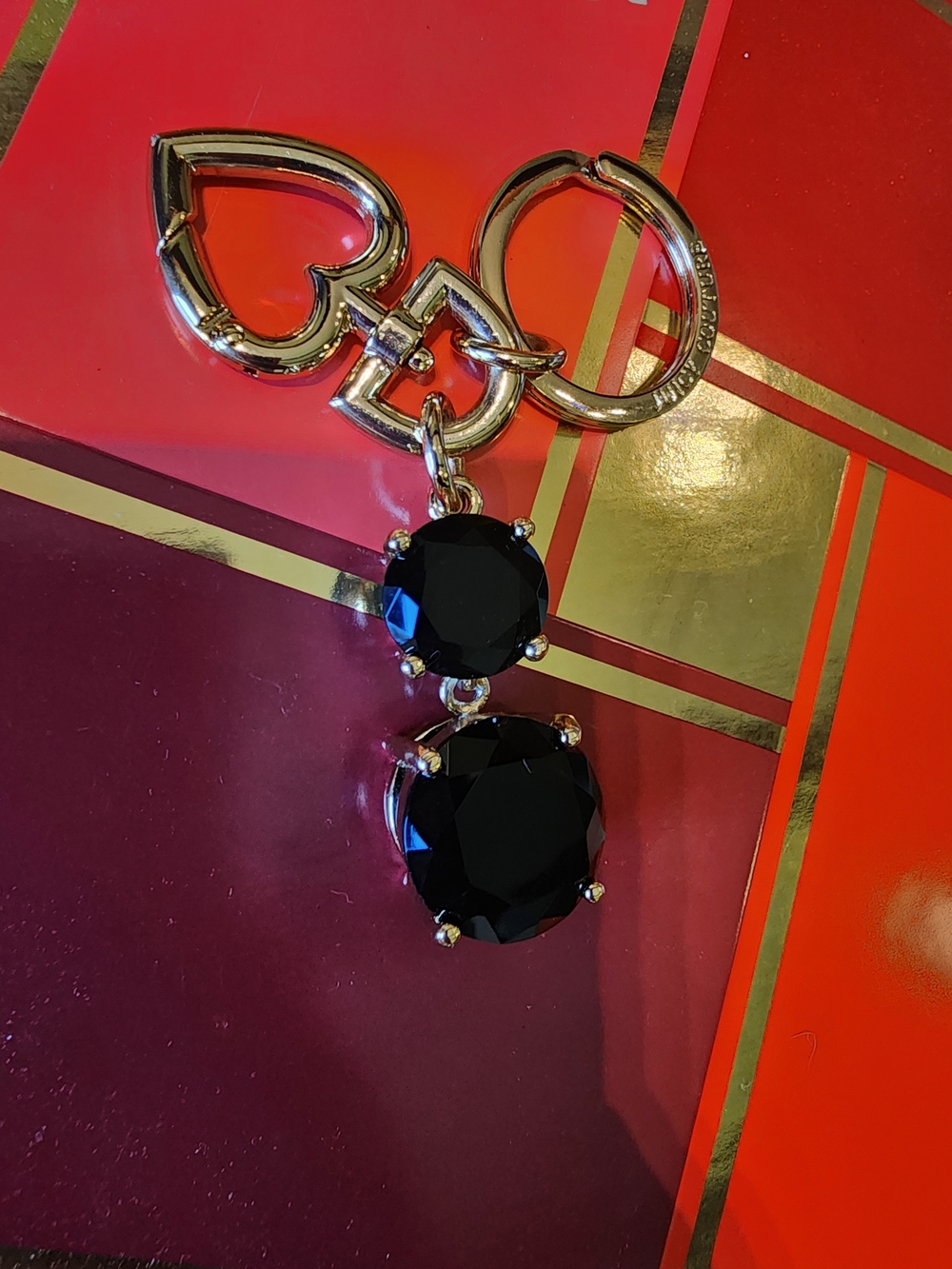 Gold-Tone Juicy Couture Blue Crystal Heart Keychain Charm
